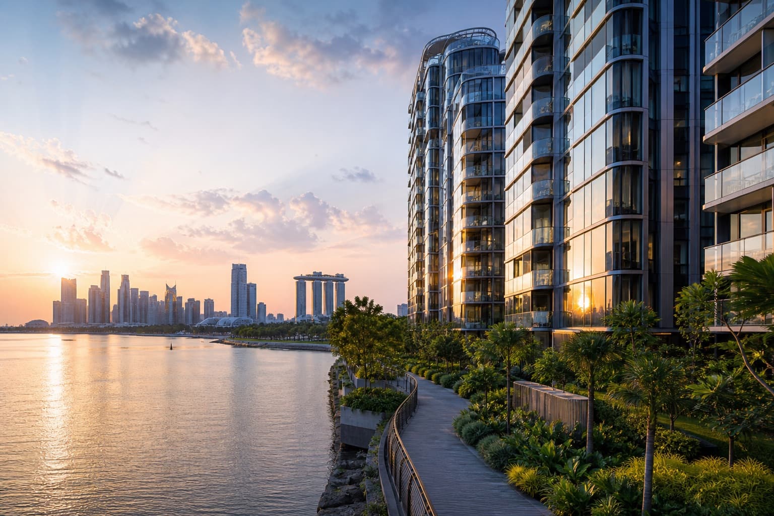 Modern Singapore cityscape near the bay